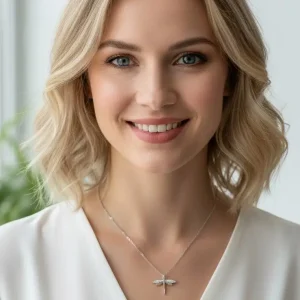 Collier Libellule orné de strass en Acier inoxydable