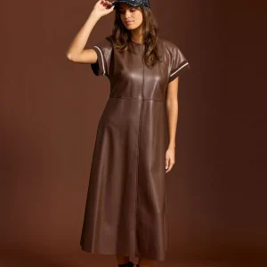 ROBE EN FAUX CUIR RANDY MOKA