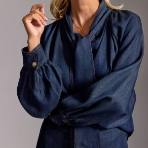 CHEMISE À LAVALLIÈRE EN LYOCELL DENIM LOLI