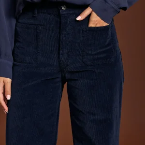 PANTALON FLARE EN VELOURS COTELÉ ROYO NUIT