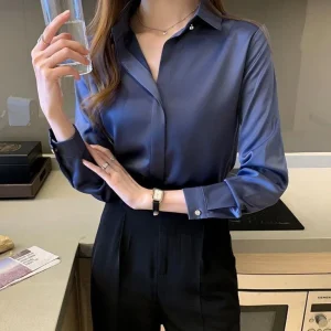 Chemisier en satin Diamond bleu