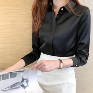 Chemisier en satin Diamond noir