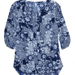 Blouse fleurie manches 3/4