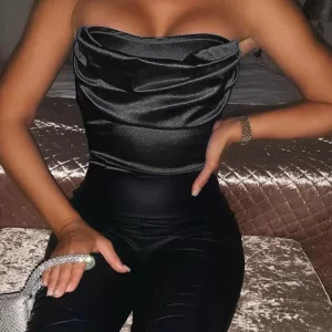 Body en satin bustier noir