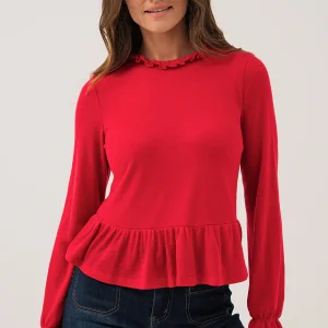 La blouse t-shirt peplum à manches longues