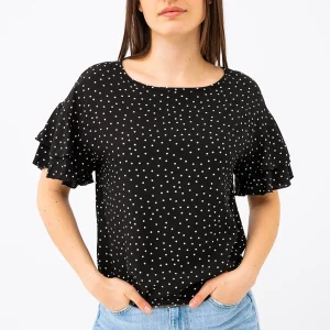La blouse à pois col bateau