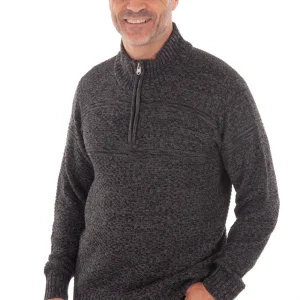 Chandail en tricot texturé col montant demi-zip