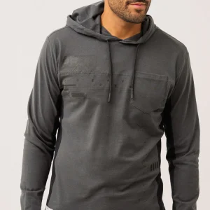 Le chandail charcoal à capuche imprimé