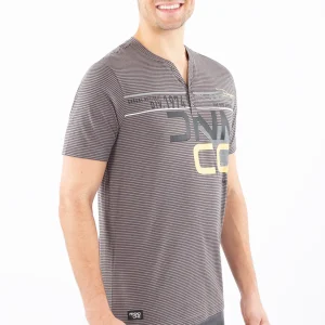 T-shirt ligné avec bouton | 3 couleurs